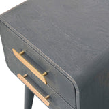 Midnight Teal Bedside Table | Brass Solid Mango Wood