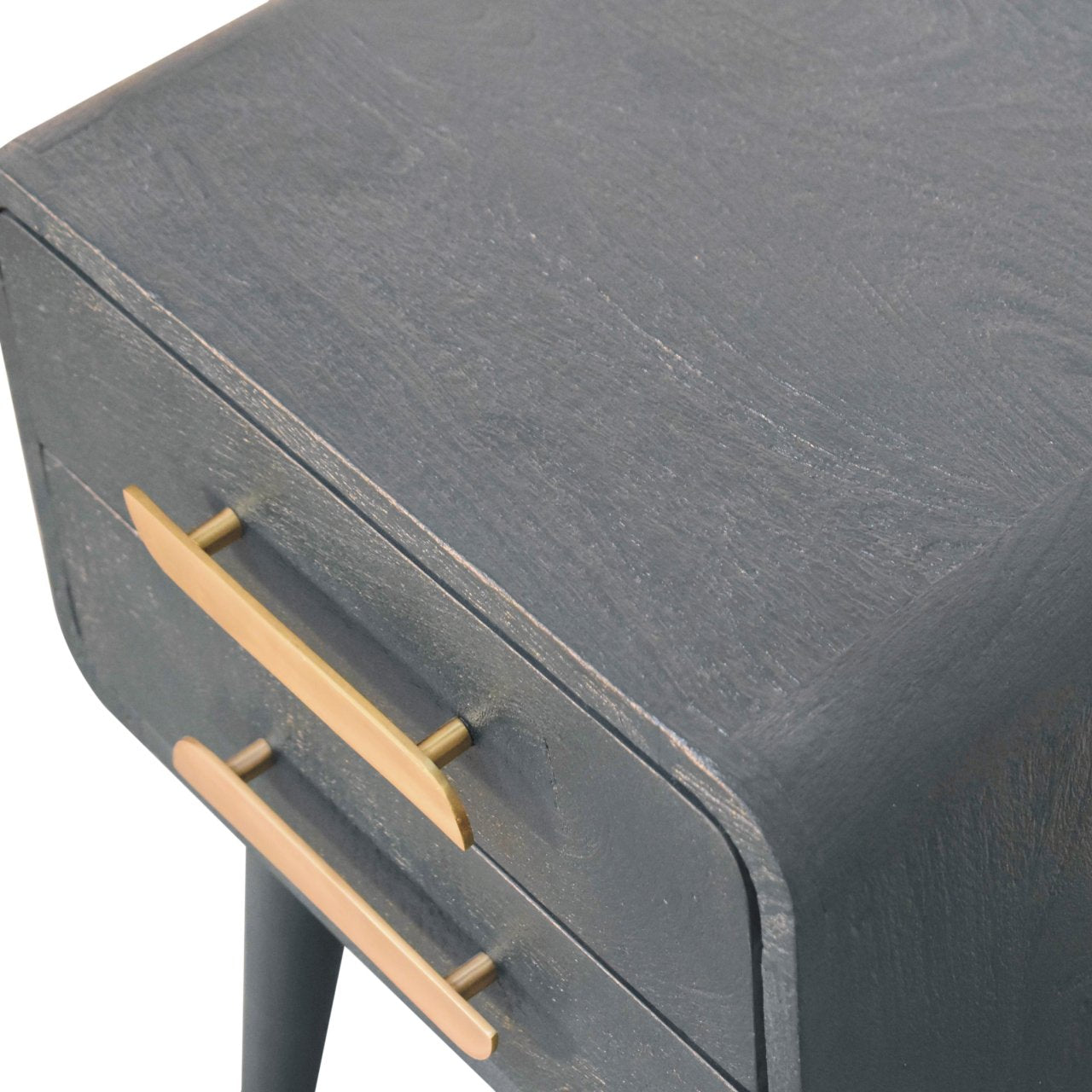 Midnight Teal Bedside Table | Brass Solid Mango Wood