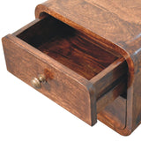 Mini Curved California Walnut Wall Mounted Bedside Table | Wall-Mounted
