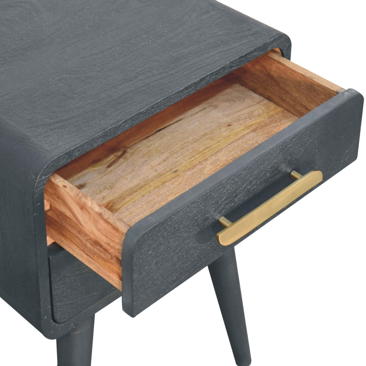 Midnight Teal Bedside Table | Brass Solid Mango Wood