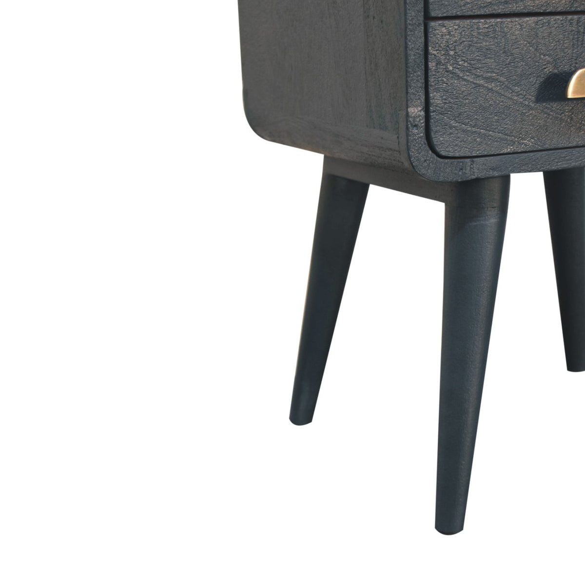 Midnight Teal Bedside Table | Brass Solid Mango Wood