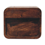 Mini Curved California Walnut Wall Mounted Bedside Table | Wall-Mounted