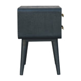 Midnight Teal Bedside Table | Brass Solid Mango Wood