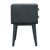 Midnight Teal Bedside Table | Brass Solid Mango Wood