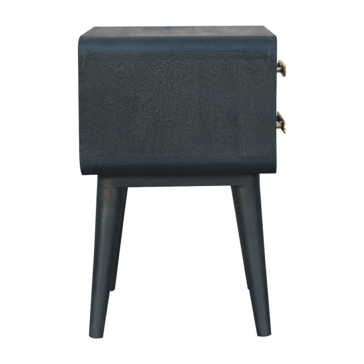 Midnight Teal Bedside Table | Brass Solid Mango Wood
