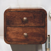 Mini Curved California Walnut Wall Mounted Bedside Table | Wall-Mounted