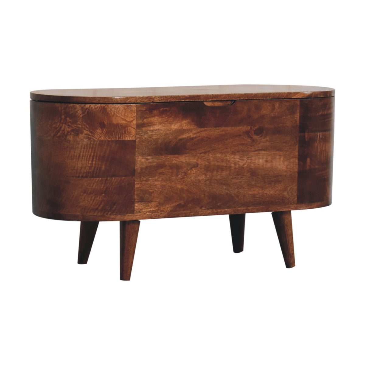 Honey Caramel Rounded Lid up Blanket Box Storage Bench