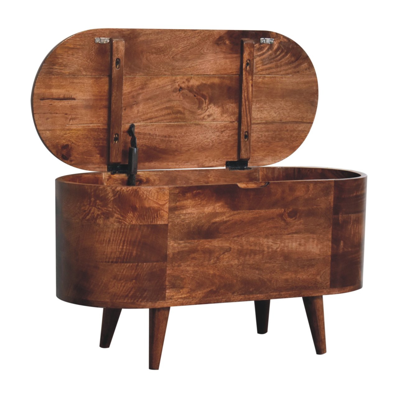 Honey Caramel Rounded Lid up Blanket Box Storage Bench