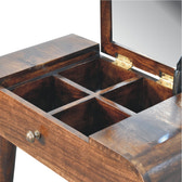 Mini California Walnut Dressing Table with Foldable Mirror