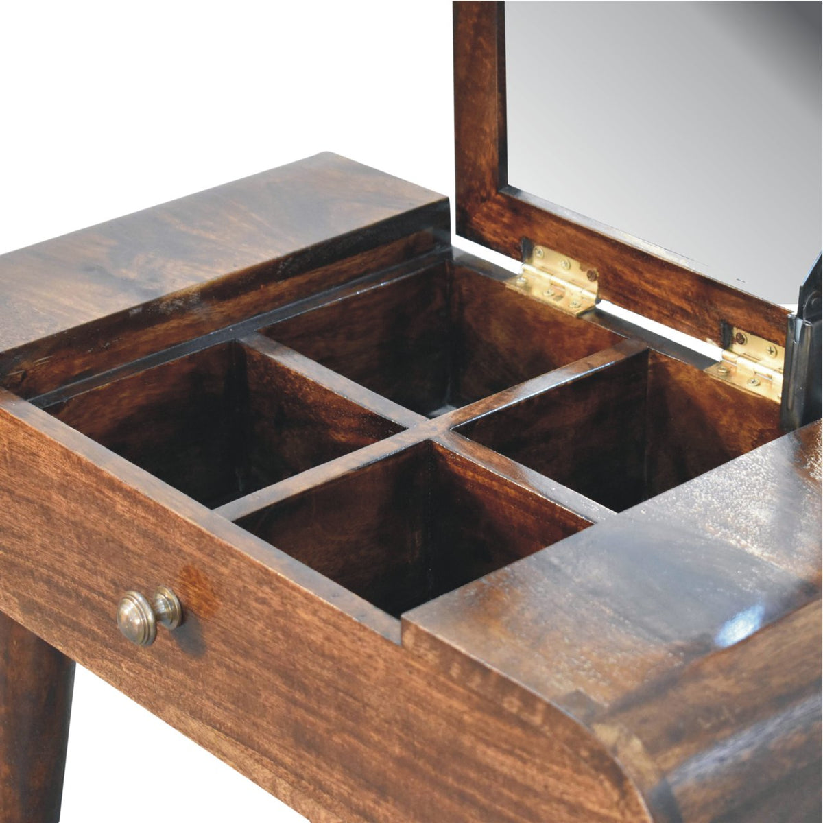 Mini California Walnut Dressing Table with Foldable Mirror