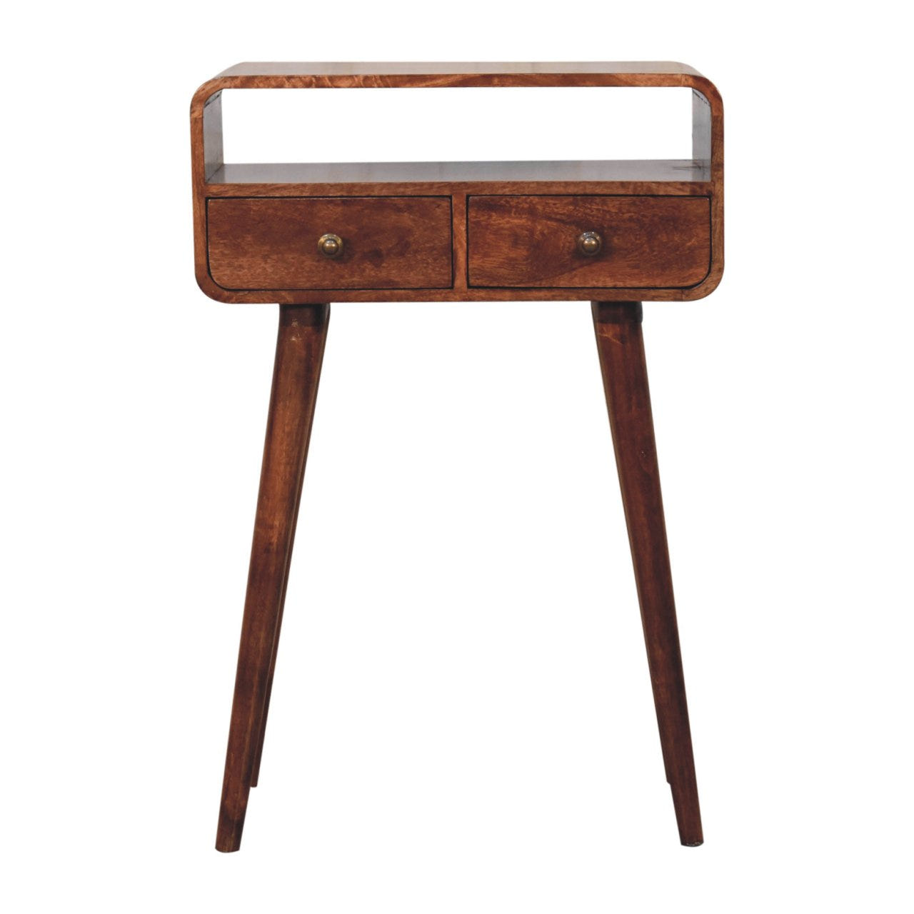 Mini Curved Honey Caramel Console Table