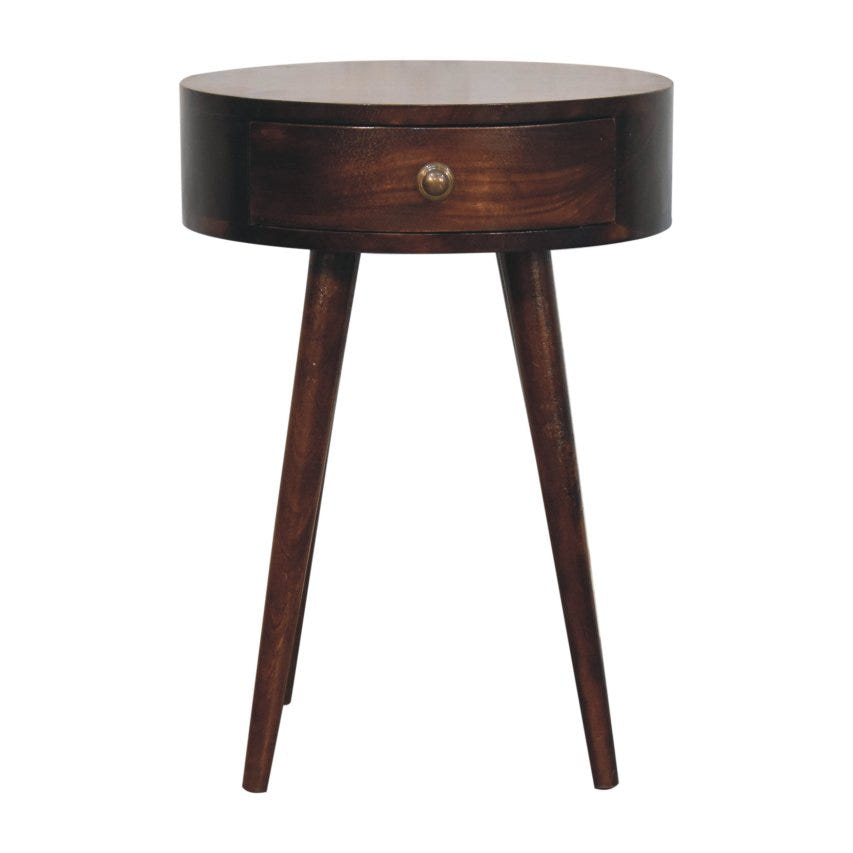 Nordic California Walnut Circular Shaped Bedside Table