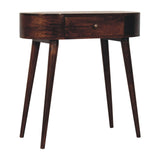 California Walnut Rounded Small Console Table | Honey Caramel Solid Mango Wood