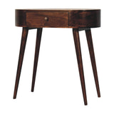 California Walnut Rounded Small Console Table | Honey Caramel Solid Mango Wood