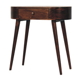California Walnut Rounded Small Console Table | Honey Caramel Solid Mango Wood
