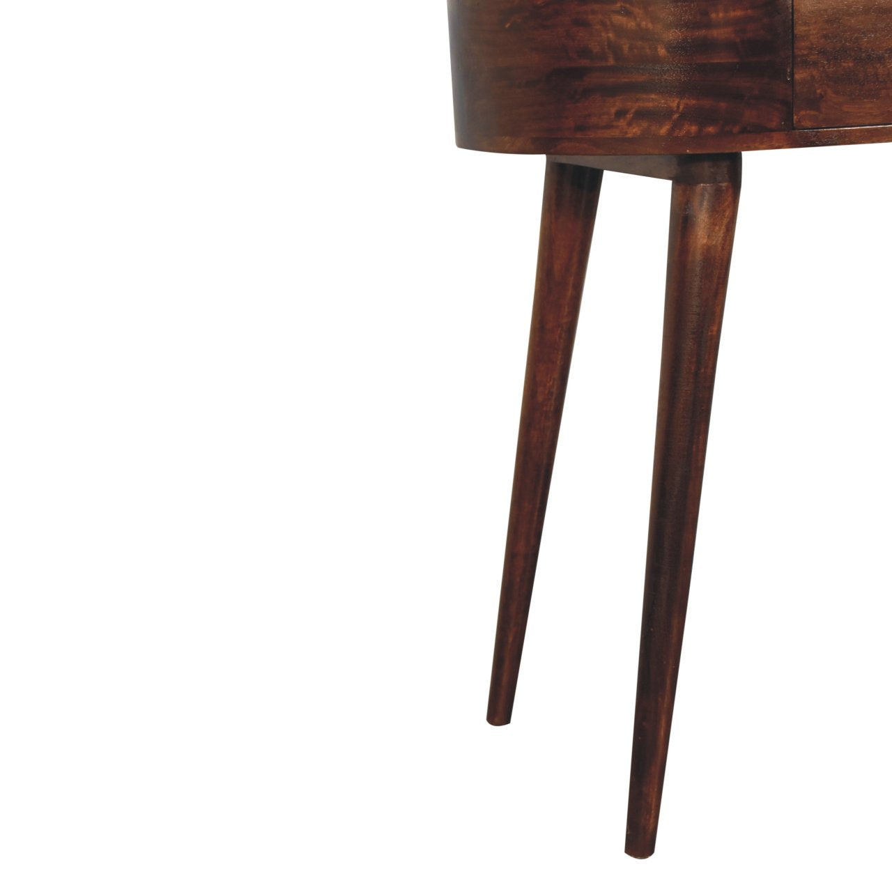 California Walnut Rounded Small Console Table | Honey Caramel Solid Mango Wood
