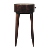 California Walnut Rounded Small Console Table | Honey Caramel Solid Mango Wood