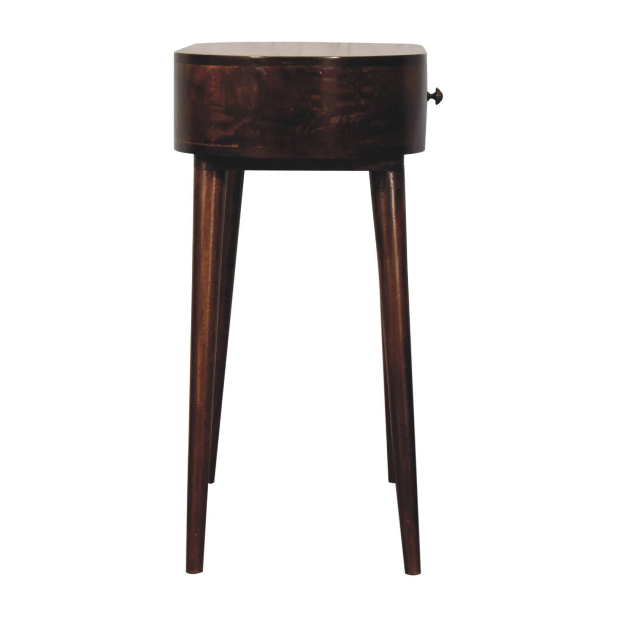 California Walnut Rounded Small Console Table | Honey Caramel Solid Mango Wood