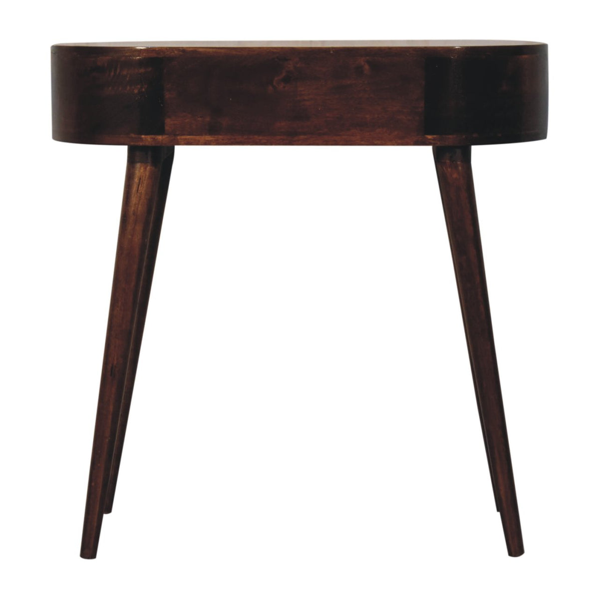 California Walnut Rounded Small Console Table | Honey Caramel Solid Mango Wood