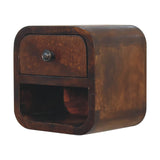 Extra Mini Curved Chestnut Bedside with Open Slot Bedside Table