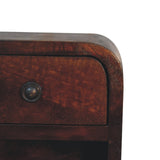 Extra Mini Curved Chestnut Bedside with Open Slot Bedside Table