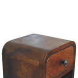Extra Mini Curved Chestnut Bedside with Open Slot Bedside Table
