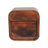 Extra Mini Curved Chestnut Bedside with Open Slot Bedside Table