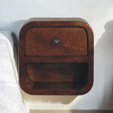 Extra Mini Curved Chestnut Bedside with Open Slot Bedside Table