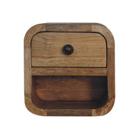 Extra Mini Curved Oak-ish Bedside with Open Slot Bedside Table