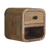 Extra Mini Curved Oak-ish Bedside with Open Slot Bedside Table
