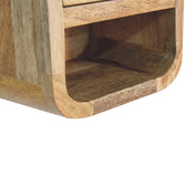 Extra Mini Curved Oak-ish Bedside with Open Slot Bedside Table