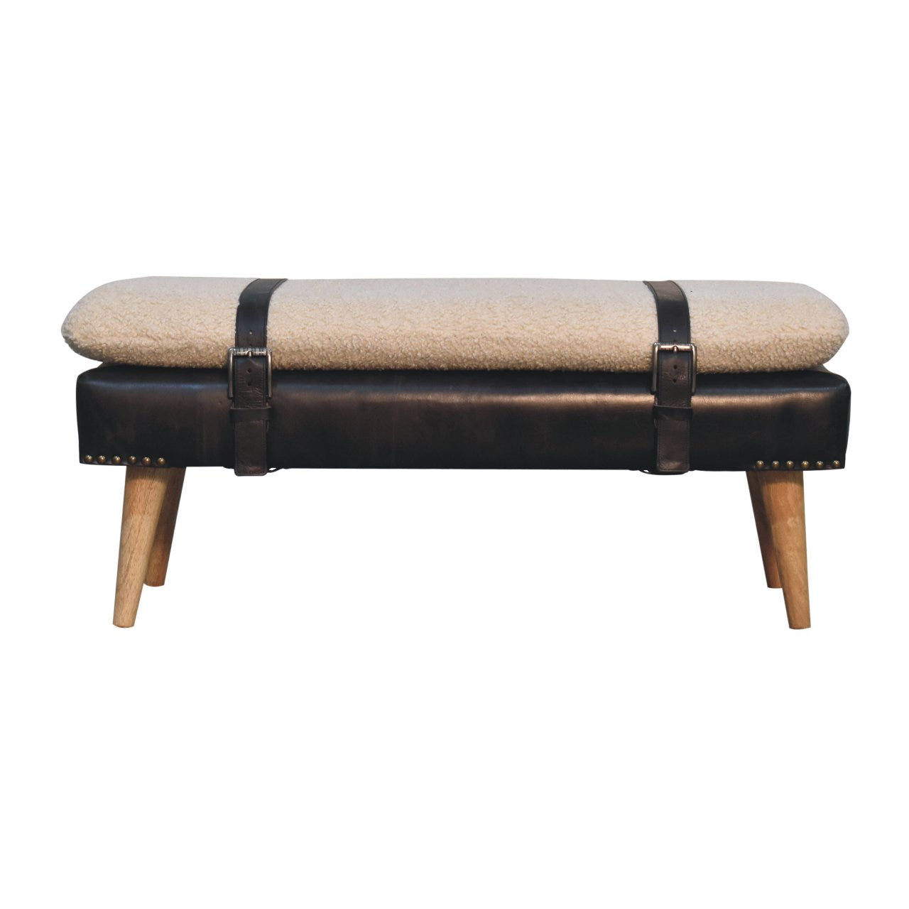 Buffalo Hide Black Leather Bench