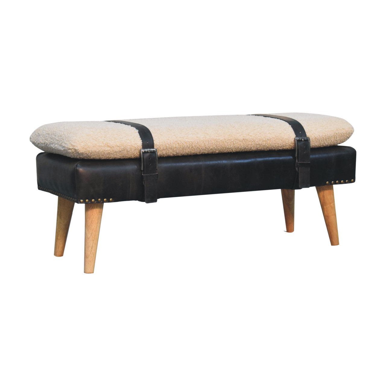 Buffalo Hide Black Leather Bench