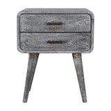 Sandblasted Ash Curved Bedside Table | Brass Solid Mango Wood Default Title