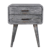 Sandblasted Ash Curved Bedside Table | Brass Solid Mango Wood Default Title