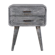 Sandblasted Ash Curved Bedside Table | Brass Solid Mango Wood Default Title