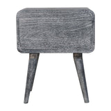 Sandblasted Ash Curved Bedside Table | Brass Solid Mango Wood