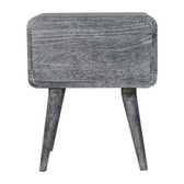 Sandblasted Ash Curved Bedside Table | Brass Solid Mango Wood
