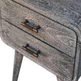 Sandblasted Ash Curved Bedside Table | Brass Solid Mango Wood