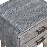 Sandblasted Ash Curved Bedside Table | Brass Solid Mango Wood
