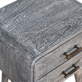 Sandblasted Ash Curved Bedside Table | Brass Solid Mango Wood