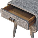 Sandblasted Ash Curved Bedside Table | Brass Solid Mango Wood