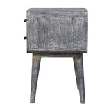 Sandblasted Ash Curved Bedside Table | Brass Solid Mango Wood