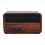 Large Chestnut Curve Upper Slot Floating Bedside Table