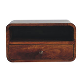 Large Chestnut Curve Upper Slot Floating Bedside Table