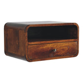 Large Chestnut Curve Upper Slot Floating Bedside Table