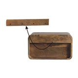 Large Oak-ish Curve Upper Slot Floating Bedside Table | Wall-Mounted