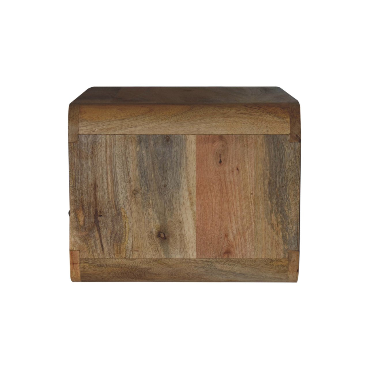 Large Oak-ish Curve Upper Slot Floating Bedside Table | Wall-Mounted