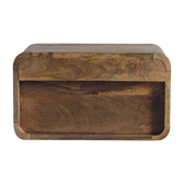 Large Oak-ish Curve Upper Slot Floating Bedside Table | Wall-Mounted