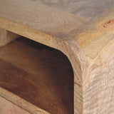 Extra Mini Wall Mounted Curved Oak-ish Bedside with Open Slot | Mango Wood